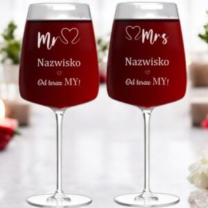 Kieliszki do Wina z Grawerem Od Teraz MY na Prezent dla Małżeństwa 600ml XXL z Imieniem