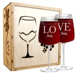 Kieliszki do Wina z Grawerem LOVE na Prezent dla Pary Młodej Zakochanych 600ml