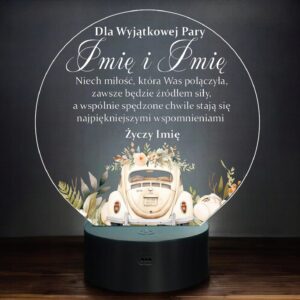 Lampka Nocna LED Statuetka z Okazji Ślubu Para Młoda na Prezent Grawer v.2