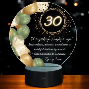 Lampka Nocna LED Statuetka 30 Urodziny Trzydziestka na Prezent Grawer