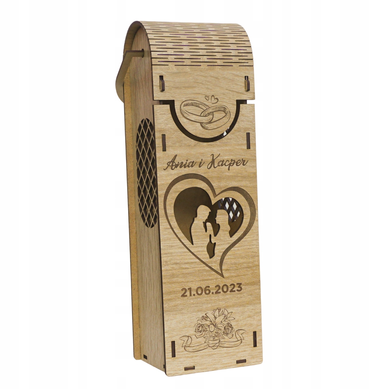 Skrzynka na Wino Ślub z Grawerem Dla Pary Młodej + Pudełko na Pieniądze Skrzynka na Wino Ślub z Grawerem Dla Pary Młodej + Pudełko na Pieniądze