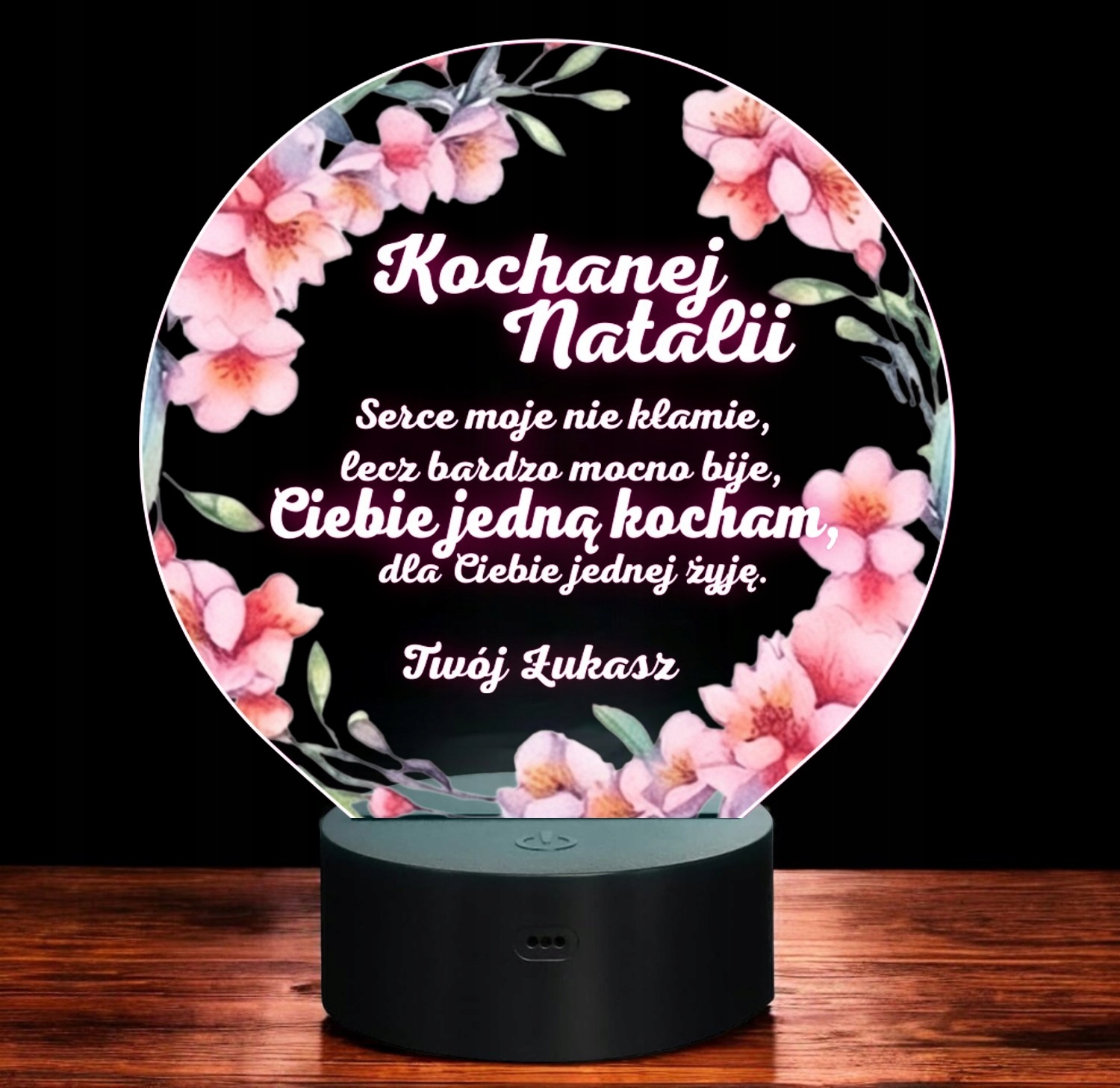 Lampka Nocna LED Statuetka Walentynki Miłość Kwiaty Prezent Personalizowana Lampka Nocna LED Statuetka Walentynki Miłość Kwiaty Prezent Personalizowana