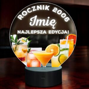Lampka Nocna LED Statuetka na Urodziny Rocznik Prezent Grawer