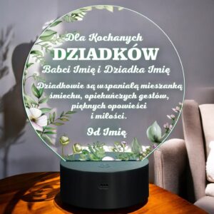 Lampka Nocna LED Statuetka Dzień Babci i Dziadka Dziadkowie Personalizowana