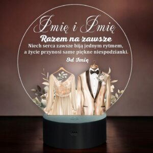 Lampka Nocna LED Statuetka z Okazji Ślubu Para Młoda na Prezent Grawer v.4