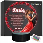 Lampka Nocna LED Statuetka na Walentynki dla Par Miłość na Prezent Grawer