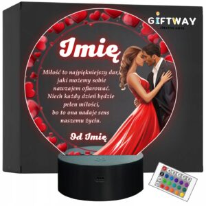 Lampka Nocna LED Statuetka na Walentynki dla Par Miłość na Prezent Grawer