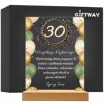 Akrylowa Statuetka z Okazji 30 Urodzin Trzydziestka Życzenia Kwiaty Prezent