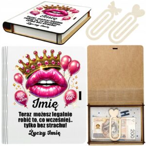 Pudełko na Pieniądze na 18 Osiemnastkę Drewniane Koperta Prezent Imię v.4