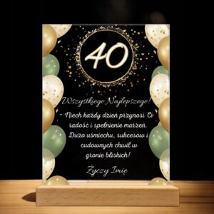 Akrylowa Statuetka z Okazji 40 Urodzin Czterdziestka z Życzeniami Prezent
