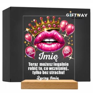 Akrylowa Statuetka z Okazji 18 Urodzin Osiemnastka Korona na Prezent