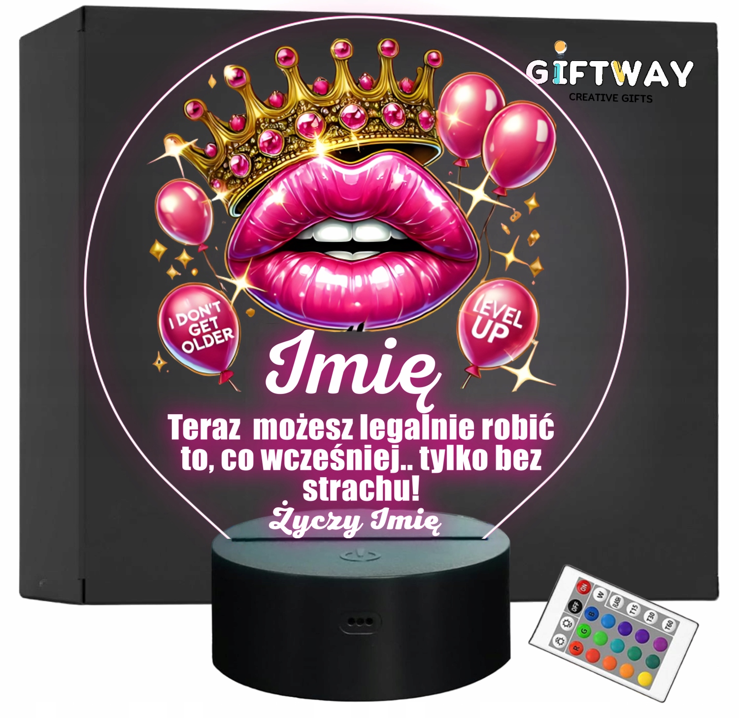 Lampka Nocna LED Statuetka dla niej Pamiątka 18 Urodziny na Prezent Grawer Lampka Nocna LED Statuetka dla niej Pamiątka 18 Urodziny na Prezent Grawer