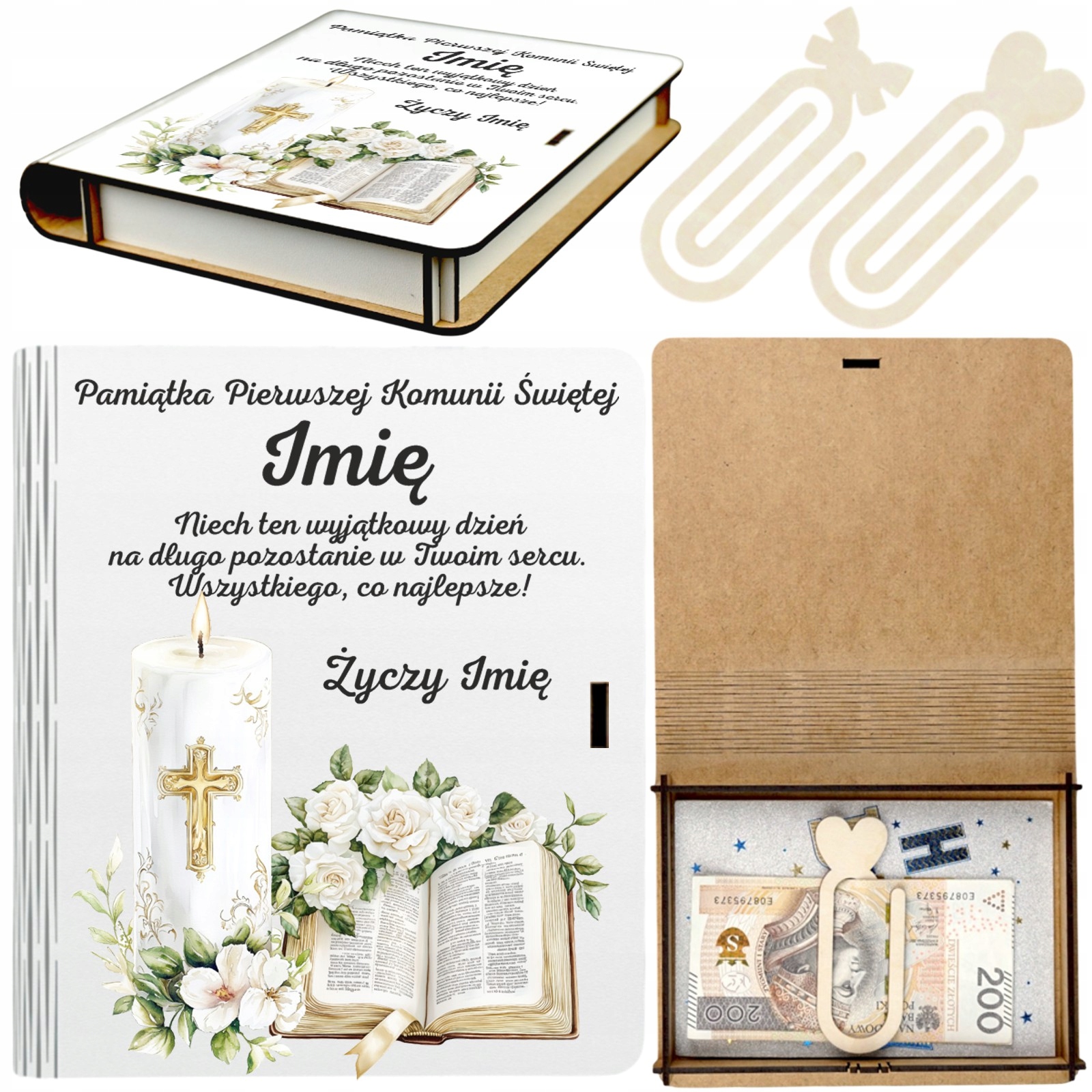 Pudełko na Pieniądze na Komunię Komunia Drewniane Koperta Prezent Imię v.1 Pudełko na Pieniądze na Komunię Komunia Drewniane Koperta Prezent Imię v.1