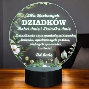 Lampka Nocna LED Statuetka Dzień Babci i Dziadka Dziadkowie Personalizowana