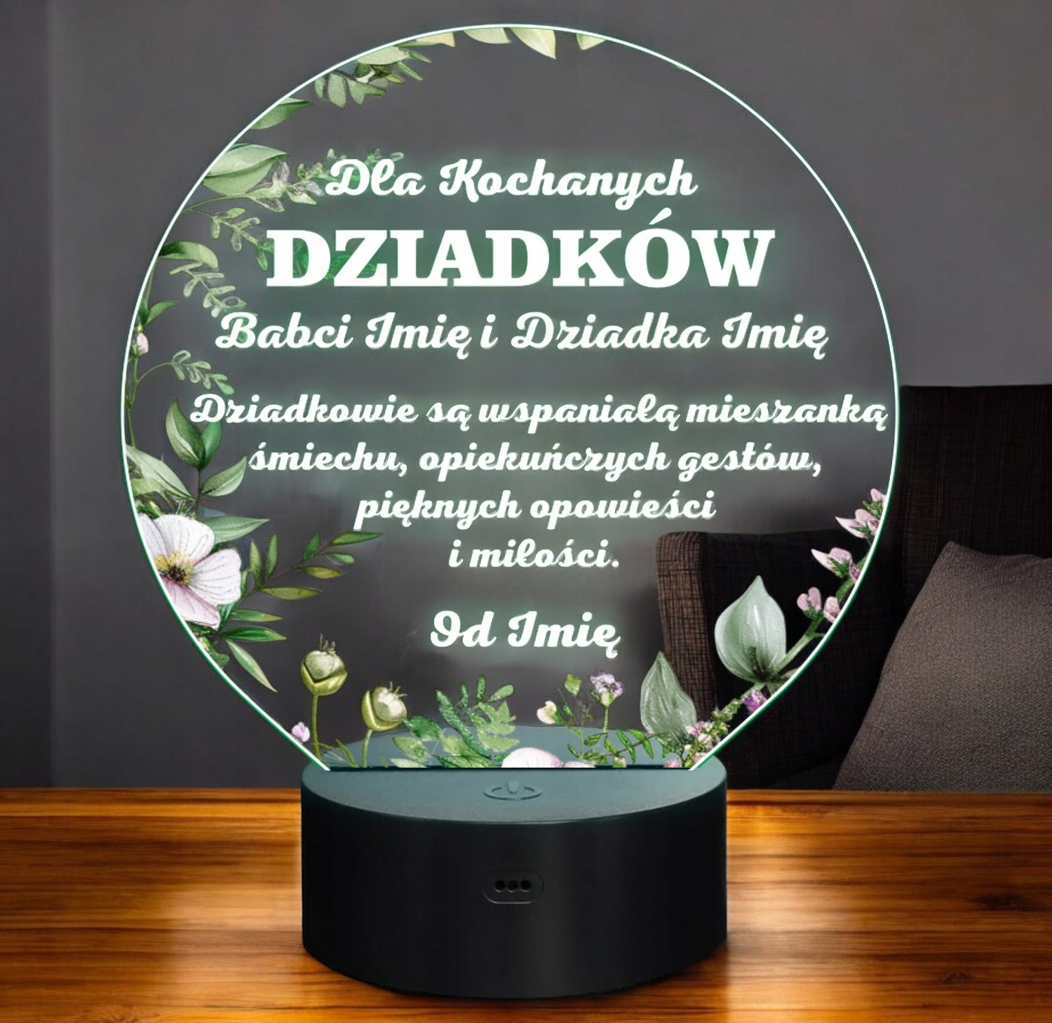 Lampka Nocna LED Statuetka Dzień Babci i Dziadka Dziadkowie Personalizowana Lampka Nocna LED Statuetka Dzień Babci i Dziadka Dziadkowie Personalizowana