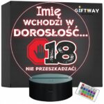 Lampka Nocna LED Statuetka 18 Osiemnastka Urodziny Zabawna Prezent Grawer