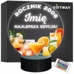 Lampka Nocna LED Statuetka na Urodziny Rocznik Prezent Grawer