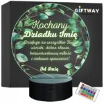 Lampka Nocna LED Statuetka Dzień Dziadka Kwiaty na Prezent Personalizowana