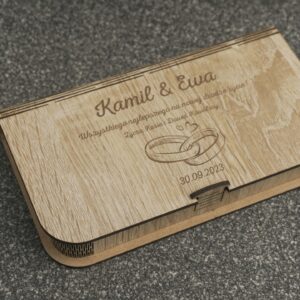 Skrzynka na Wino Ślub z Grawerem Dla Pary Młodej + Pudełko na Pieniądze