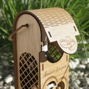 Skrzynka na Wino Ślub z Grawerem Dla Pary Młodej + Pudełko na Pieniądze