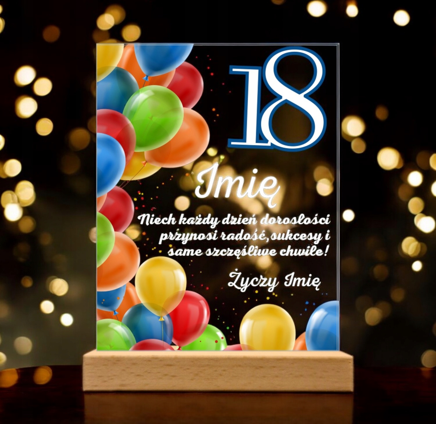 Akrylowa Statuetka z Okazji 18 Urodzin Osiemnastka Balony Pamiątka Prezent Akrylowa Statuetka z Okazji 18 Urodzin Osiemnastka Balony Pamiątka Prezent