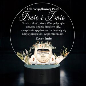 Lampka Nocna LED Statuetka z Okazji Ślubu Para Młoda na Prezent Grawer v.2