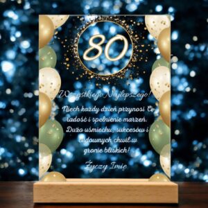 Akrylowa Statuetka z Okazji 80 Urodzin Osiemdziesiątka Życzenia na Prezent