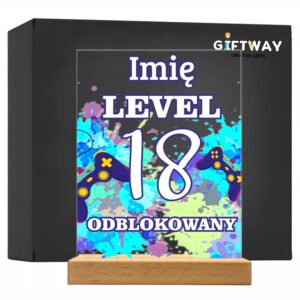 Akrylowa Statuetka z Okazji 18 Urodzin Osiemnastka dla Gracza Level Prezent