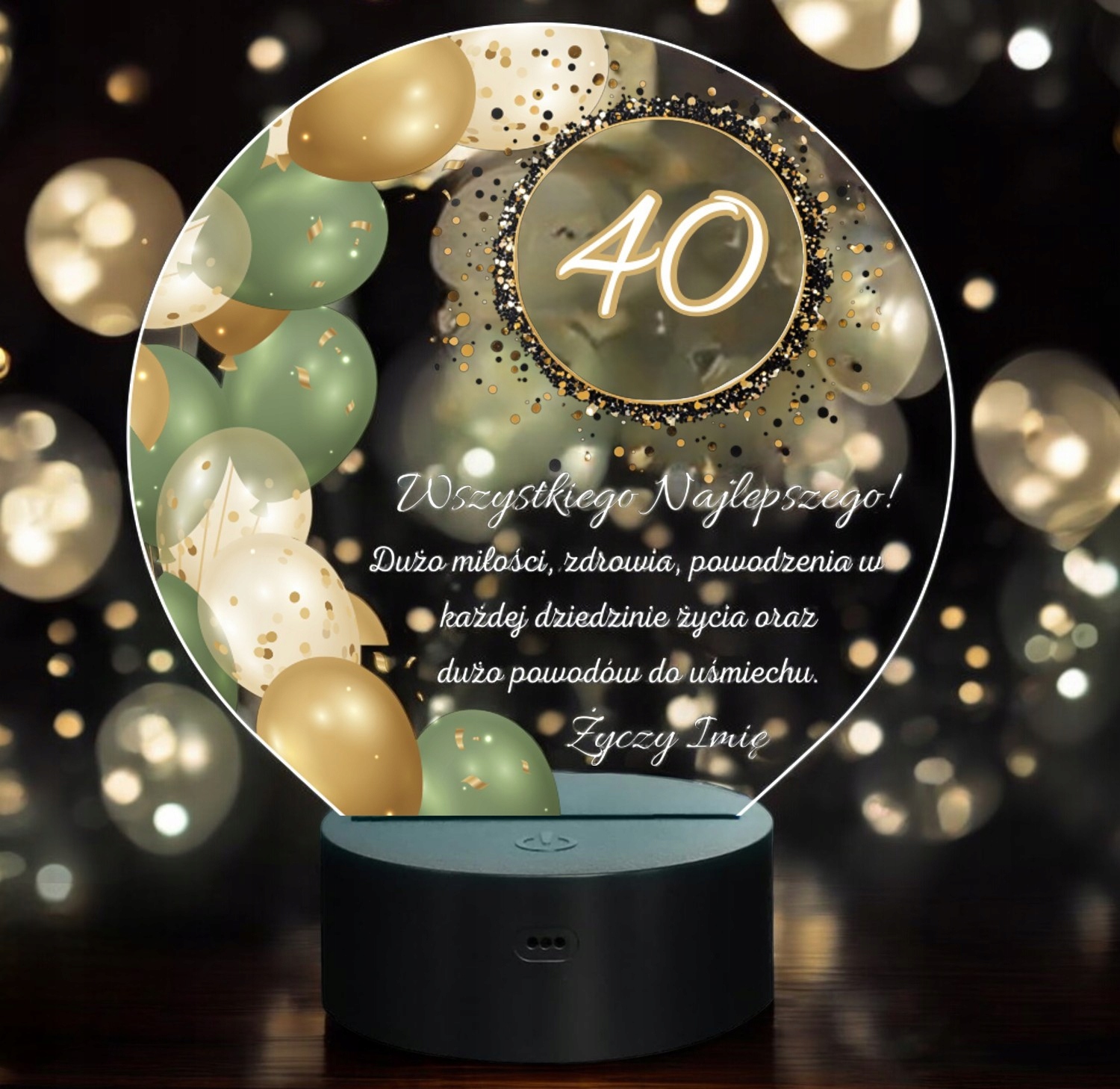 Lampka Nocna LED Statuetka 40 Urodziny Czterdziestka na Prezent Grawer Lampka Nocna LED Statuetka 40 Urodziny Czterdziestka na Prezent Grawer