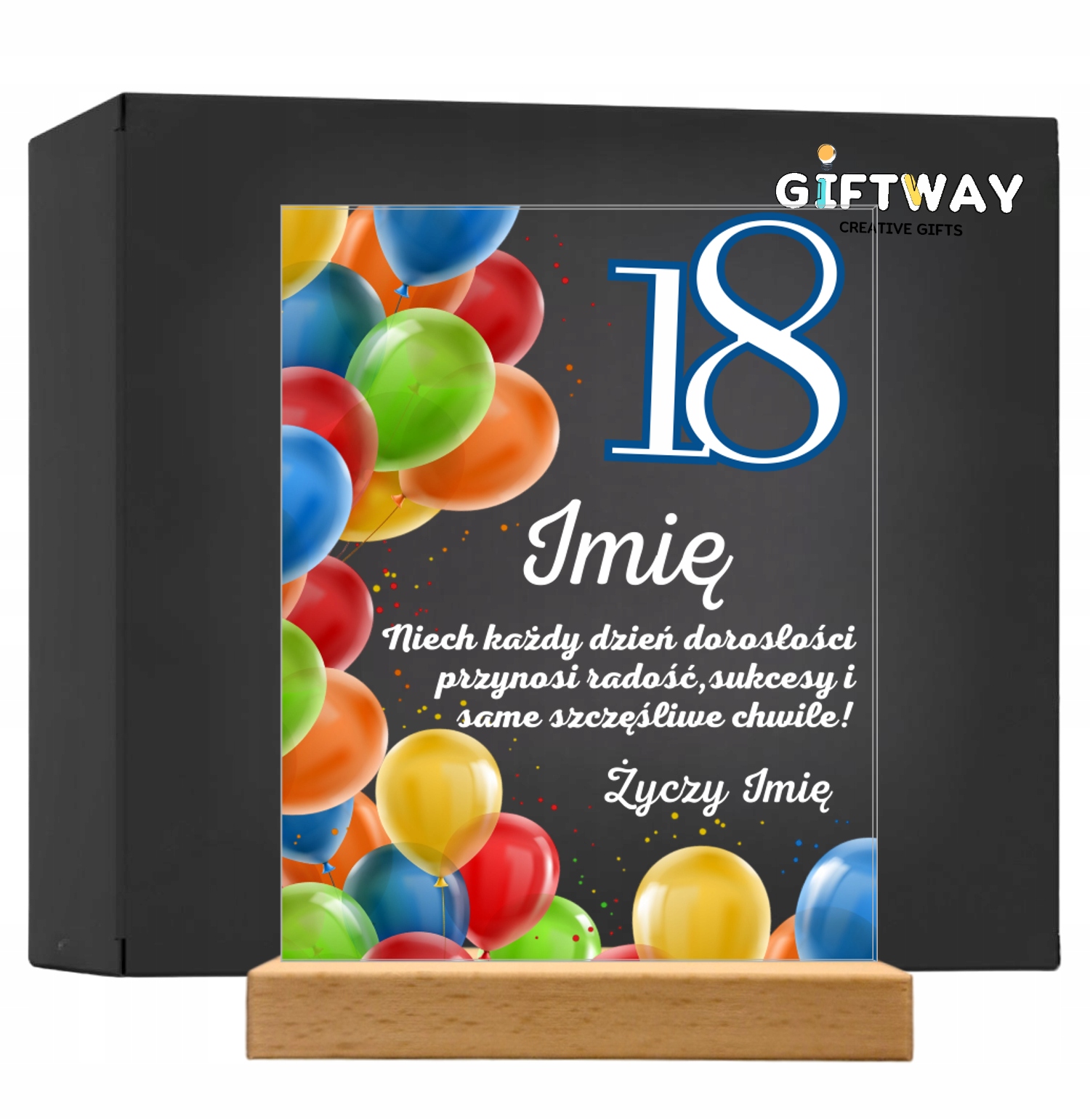 Akrylowa Statuetka z Okazji 18 Urodzin Osiemnastka Balony Pamiątka Prezent Akrylowa Statuetka z Okazji 18 Urodzin Osiemnastka Balony Pamiątka Prezent