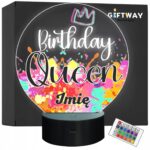 Lampka Nocna LED Statuetka Birthday Queen Urodziny na Prezent Grawer