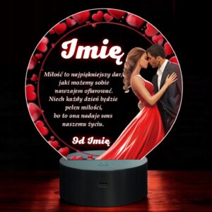Lampka Nocna LED Statuetka na Walentynki dla Par Miłość na Prezent Grawer