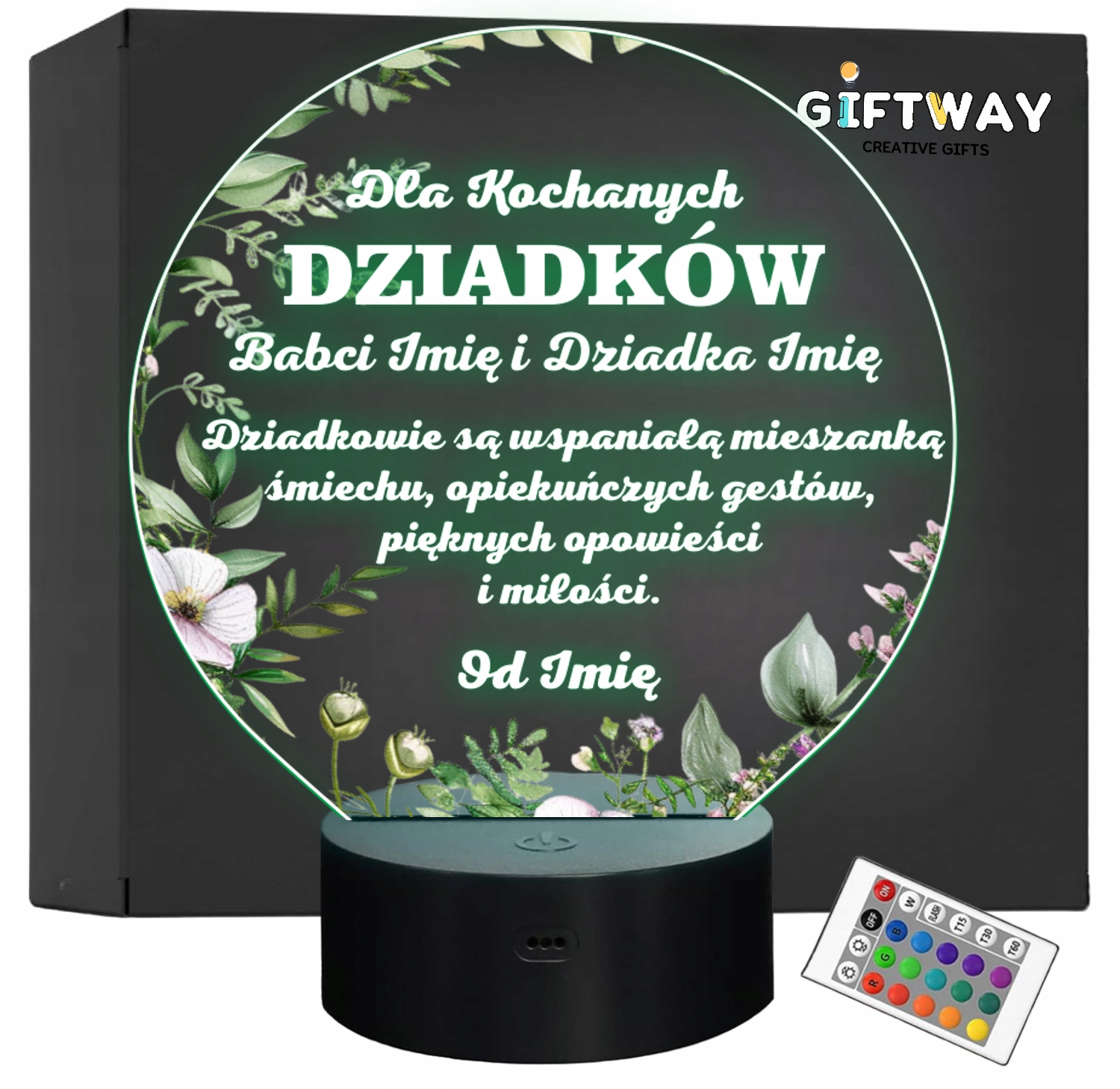 Lampka Nocna LED Statuetka Dzień Babci i Dziadka Dziadkowie Personalizowana Lampka Nocna LED Statuetka Dzień Babci i Dziadka Dziadkowie Personalizowana