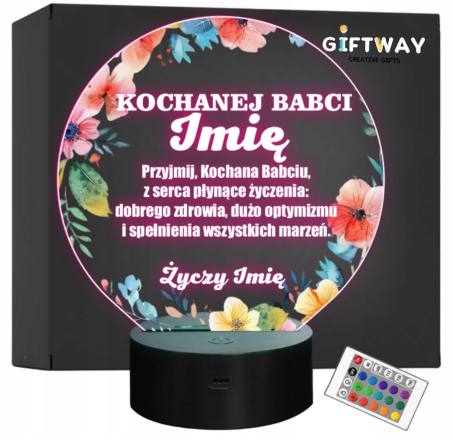 Lampka Nocna LED Statuetka Dla Kochanej Babci na Prezent Personalizowana Lampka Nocna LED Statuetka Dla Kochanej Babci na Prezent Personalizowana