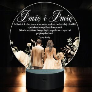 Lampka Nocna LED Statuetka z Okazji Ślubu Para Młoda na Prezent Grawer v.1