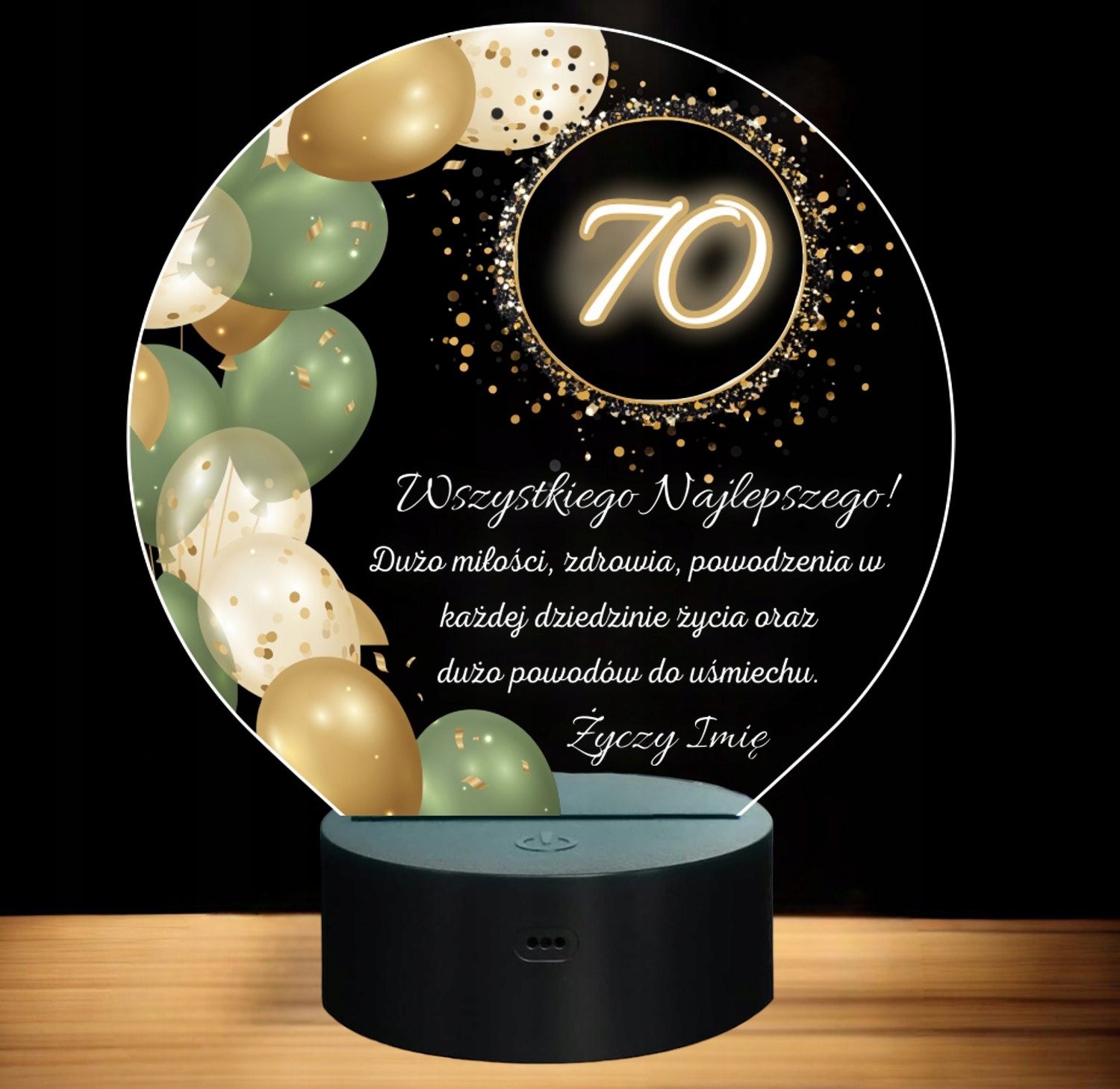 Lampka Nocna LED Statuetka 70 Urodziny Siedemdziesiątka na Prezent Grawer Lampka Nocna LED Statuetka 70 Urodziny Siedemdziesiątka na Prezent Grawer