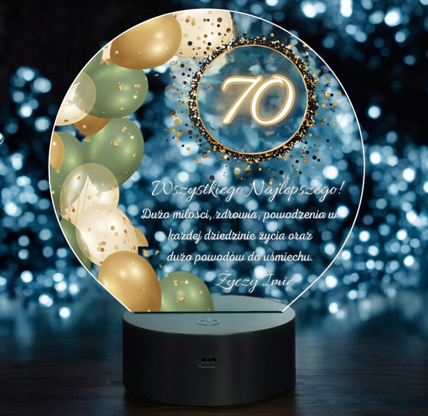 Lampka Nocna LED Statuetka 70 Urodziny Siedemdziesiątka na Prezent Grawer Lampka Nocna LED Statuetka 70 Urodziny Siedemdziesiątka na Prezent Grawer