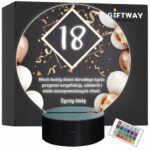 Lampka Nocna LED Statuetka 18 Osiemnastka Urodziny Ramka na Prezent Grawer