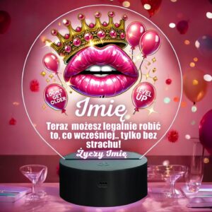 Lampka Nocna LED Statuetka dla niej Pamiątka 18 Urodziny na Prezent Grawer