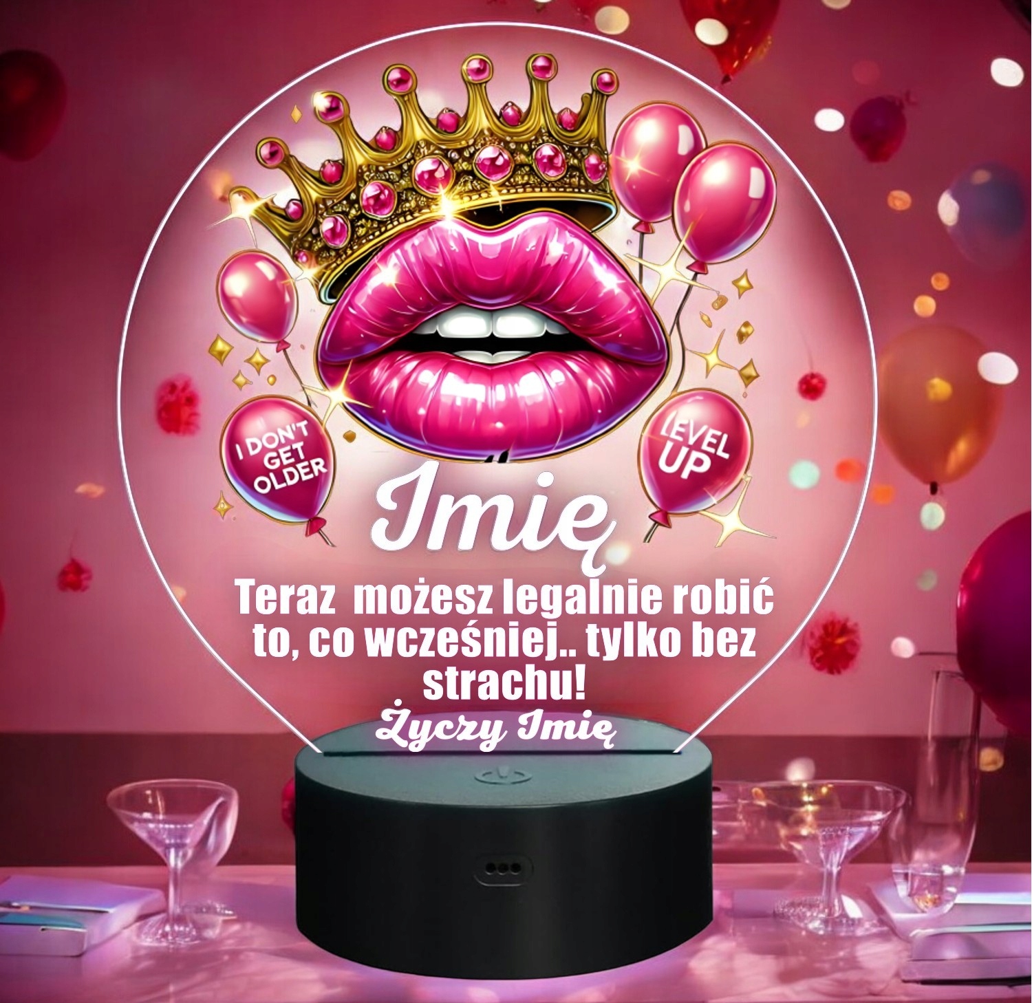 Lampka Nocna LED Statuetka dla niej Pamiątka 18 Urodziny na Prezent Grawer Lampka Nocna LED Statuetka dla niej Pamiątka 18 Urodziny na Prezent Grawer