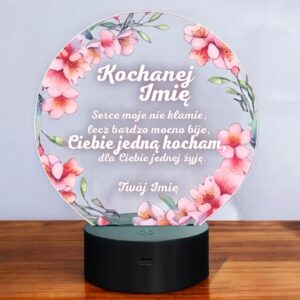Lampka Nocna LED Statuetka Walentynki Miłość Kwiaty Prezent Personalizowana
