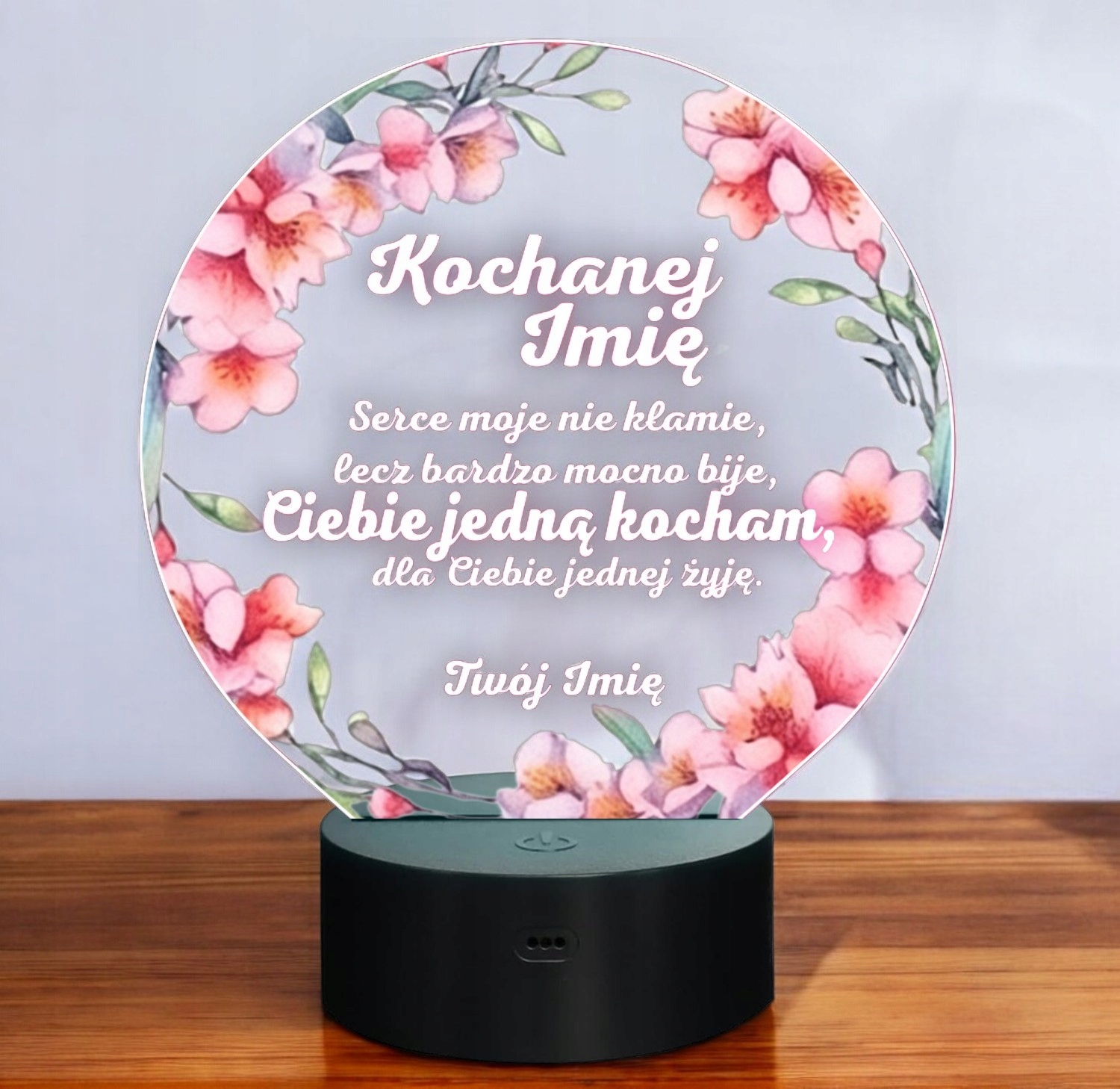 Lampka Nocna LED Statuetka Walentynki Miłość Kwiaty Prezent Personalizowana Lampka Nocna LED Statuetka Walentynki Miłość Kwiaty Prezent Personalizowana