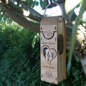 Skrzynka na Wino Ślub z Grawerem Dla Pary Młodej + Pudełko na Pieniądze