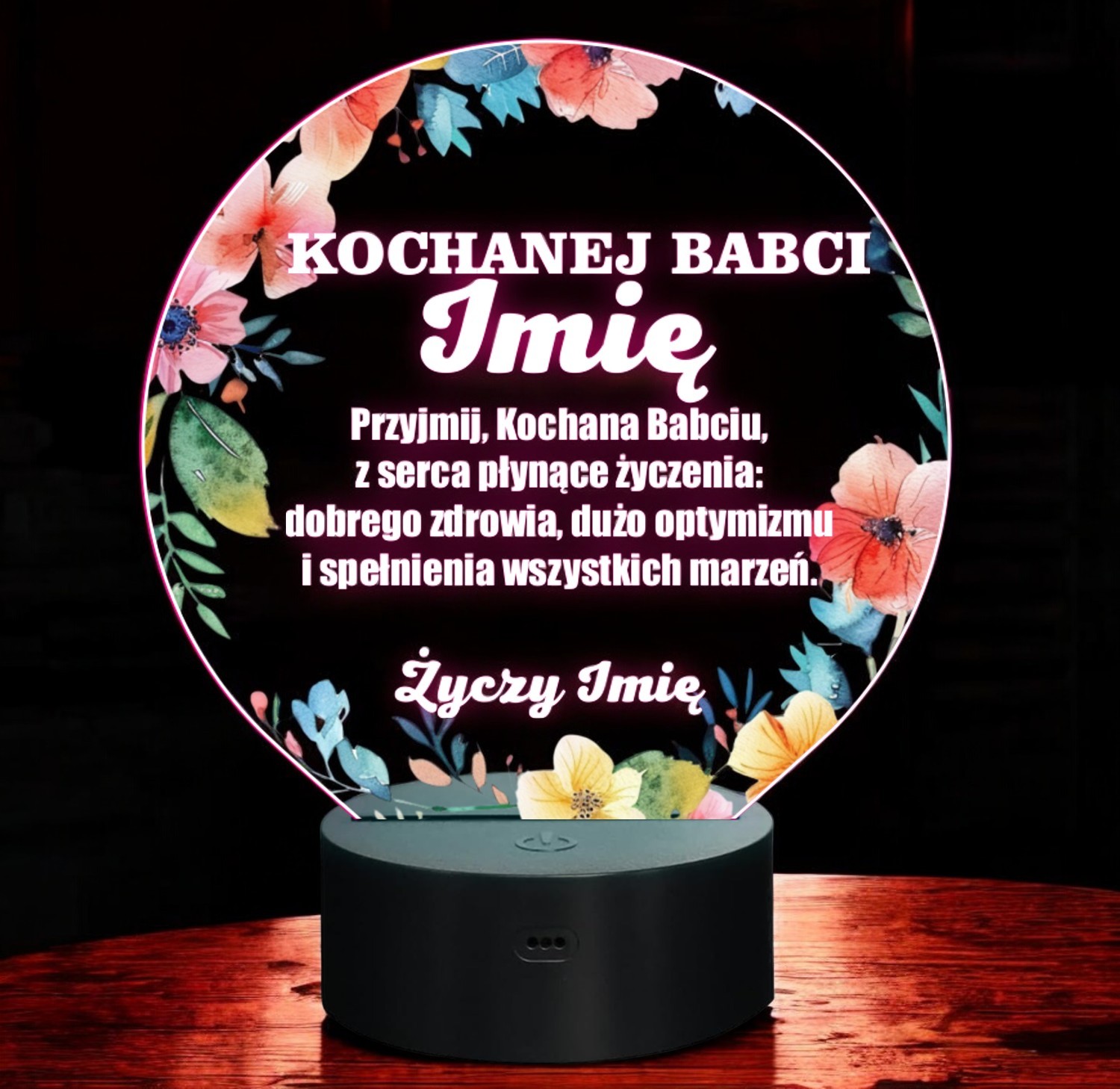 Lampka Nocna LED Statuetka Dla Kochanej Babci na Prezent Personalizowana Lampka Nocna LED Statuetka Dla Kochanej Babci na Prezent Personalizowana