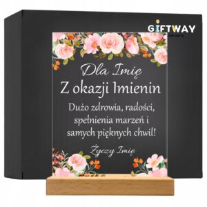 Akrylowa Statuetka z Okazji Imienin Życzenia Kwiaty na Wyjątkowy Prezent