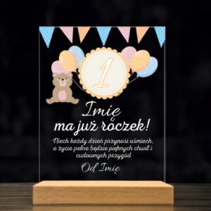 Akrylowa Statuetka z Okazji Pierwszych Urodzin Roczek Życzenia na Prezent