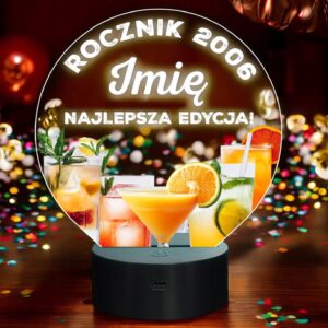 Lampka Nocna LED Statuetka na Urodziny Rocznik Prezent Grawer