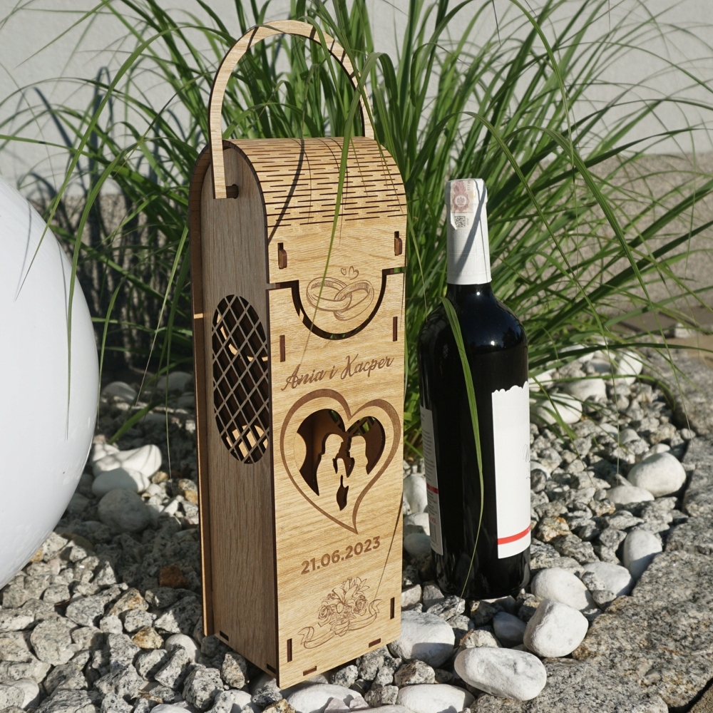Skrzynka na Wino Ślub z Grawerem Dla Pary Młodej + Pudełko na Pieniądze Skrzynka na Wino Ślub z Grawerem Dla Pary Młodej + Pudełko na Pieniądze
