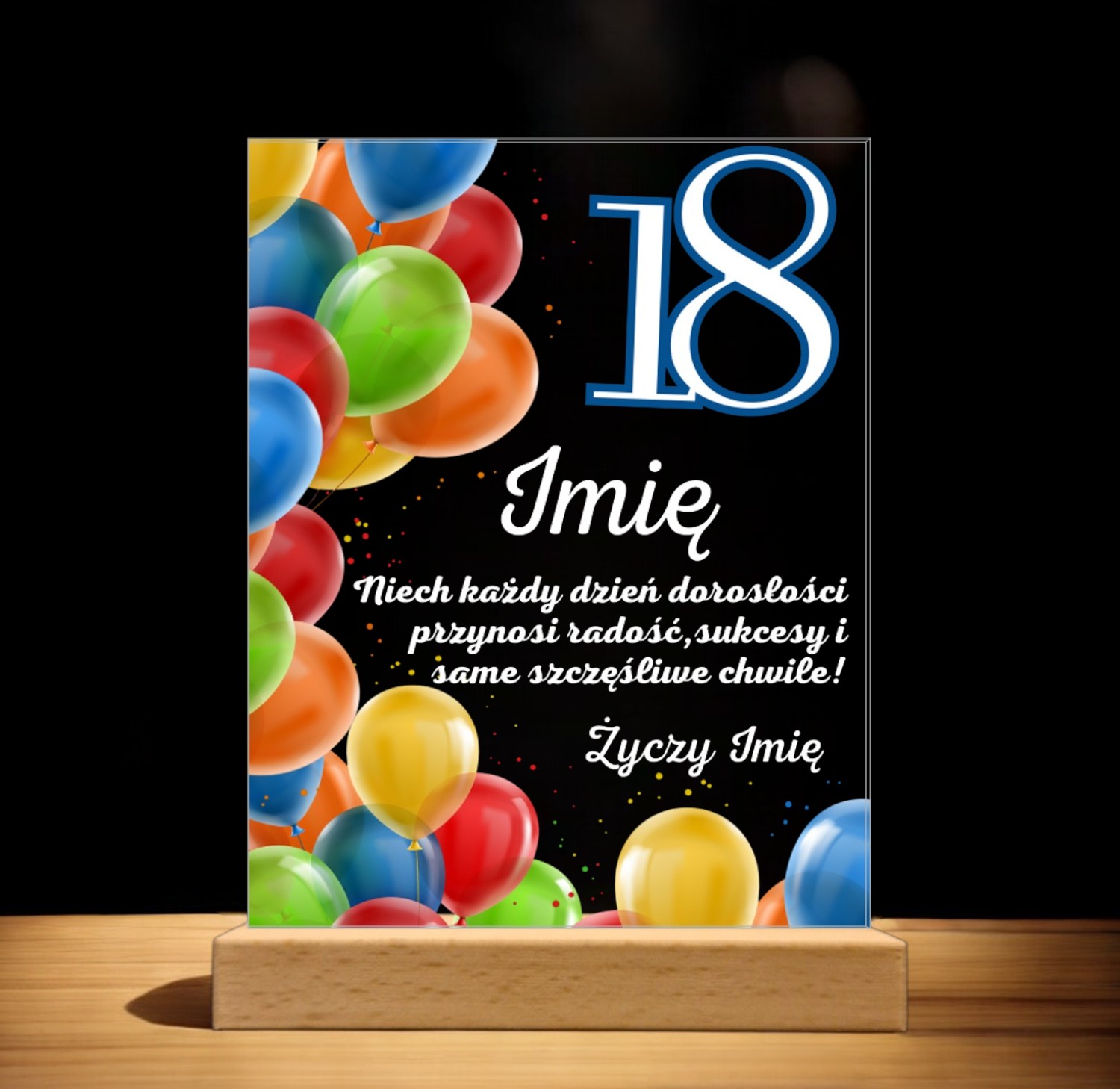 Akrylowa Statuetka z Okazji 18 Urodzin Osiemnastka Balony Pamiątka Prezent Akrylowa Statuetka z Okazji 18 Urodzin Osiemnastka Balony Pamiątka Prezent