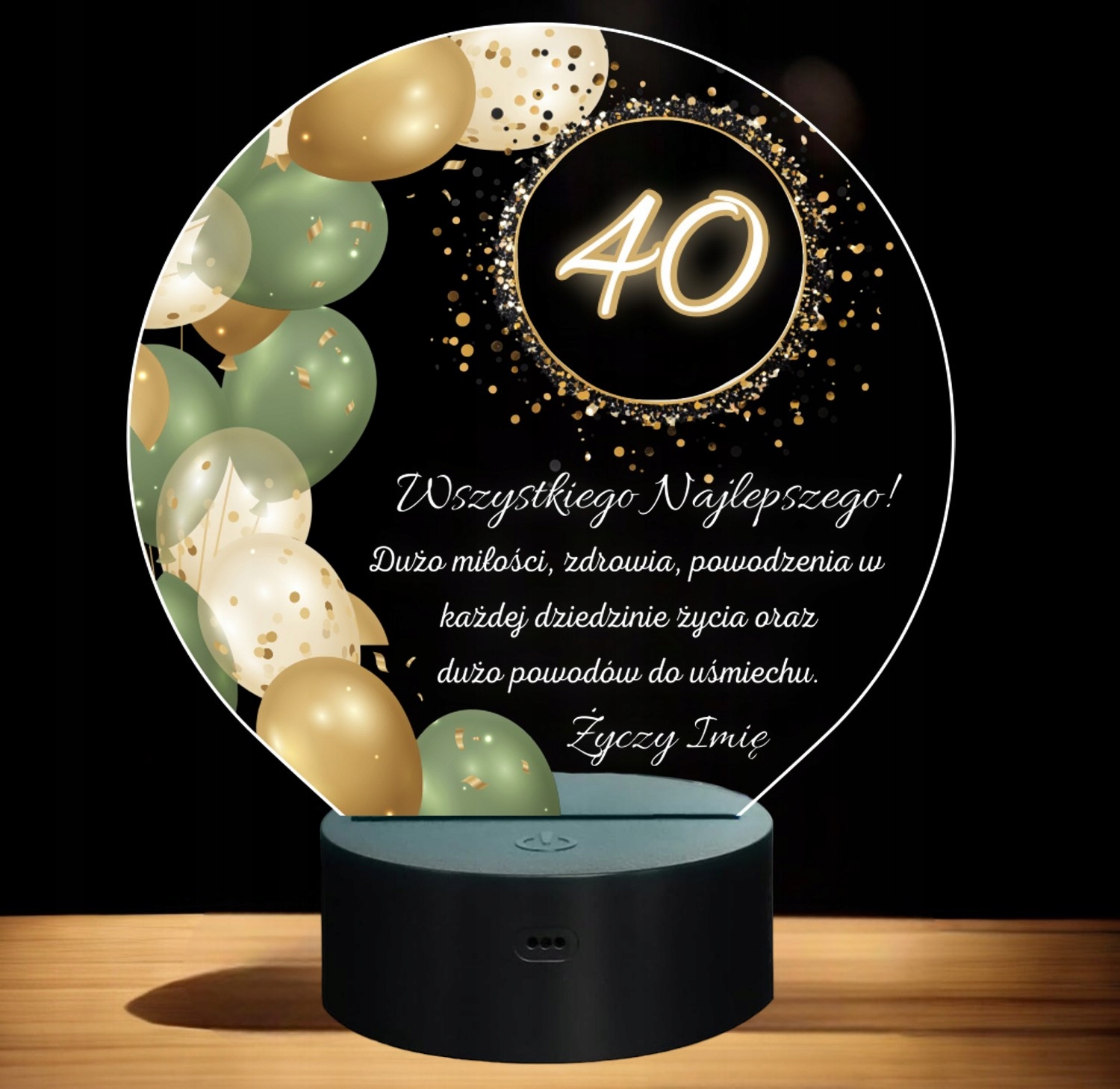 Lampka Nocna LED Statuetka 40 Urodziny Czterdziestka na Prezent Grawer Lampka Nocna LED Statuetka 40 Urodziny Czterdziestka na Prezent Grawer